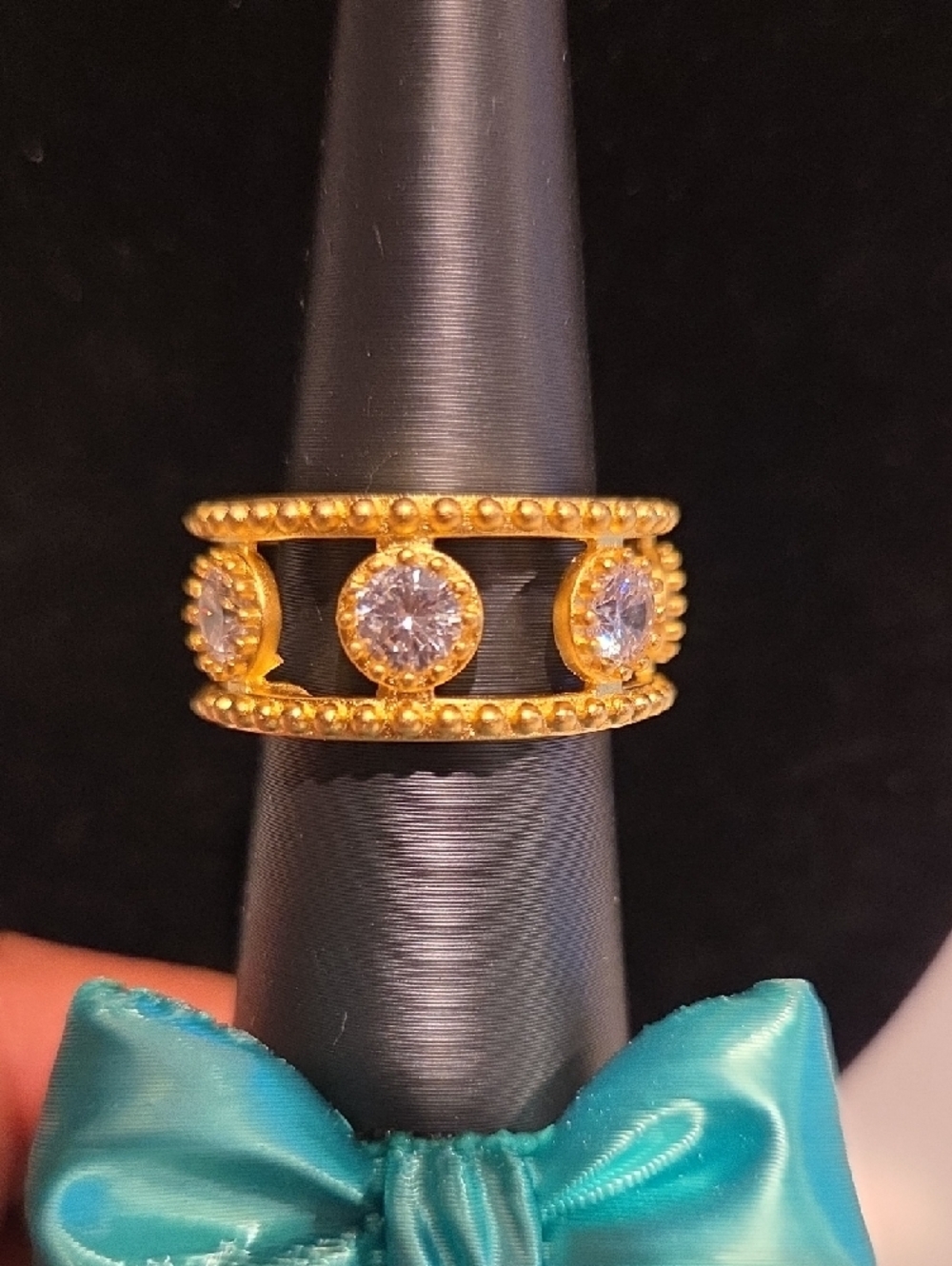 Freida Rothman Gold Ring with Clear Crystals - Picture 2 of 7